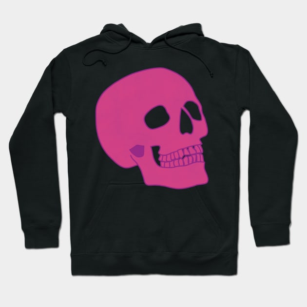 Minimal Neon Skull - pink Hoodie by JuneNostalgia